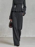 Bianca | Conjunto Elegante con Top Péplum y Pantalón de Pierna Ancha