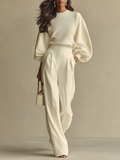 Luisa | Conjunto Acanalado de Top y Pantalón de Pierna Ancha