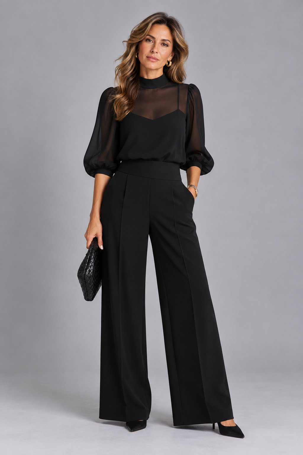 Aitana | Conjunto Negro de Tres Piezas con Transparencias