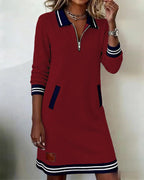 Harper | Vestido con cuello de cremallera - Rojo