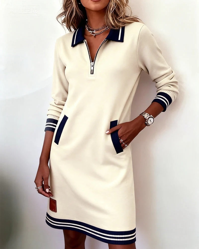 Harper | Vestido con cuello de cremallera - Blanco