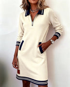 Harper | Vestido con cuello de cremallera - Blanco