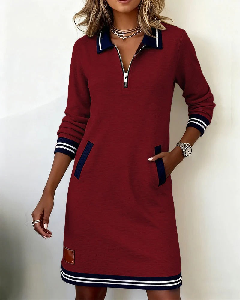 Harper | Vestido con cuello de cremallera - Rojo